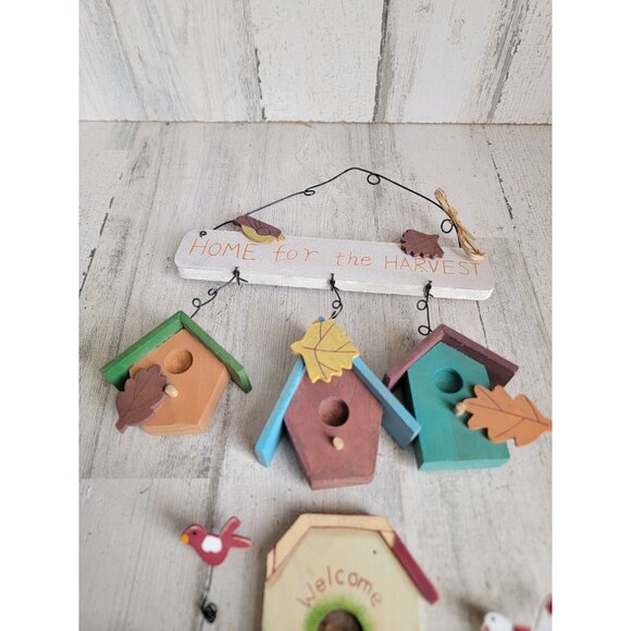Wooden bird house vintage hanging spring set flower decor - Picture 5 of 8